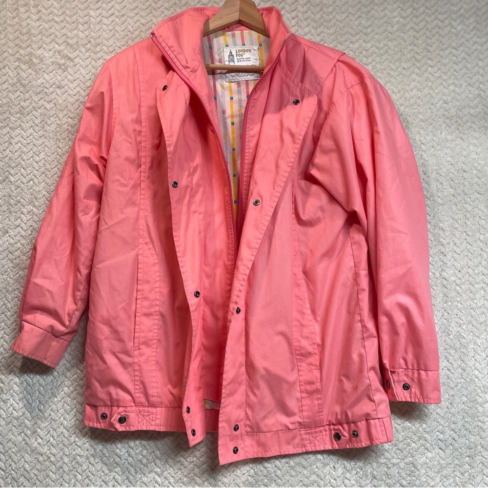 Vintage London Fog Pink All Weather 80s Zip-up Jacket Barbiecore Glam - Picture 4 of 6
